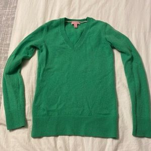 Lilly Pulitzer Green V Neck Preppy Casual Career Cotton Sweater size XS
